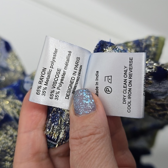 Miss june blue royal dress with gold metalic - Picture 6 of 12